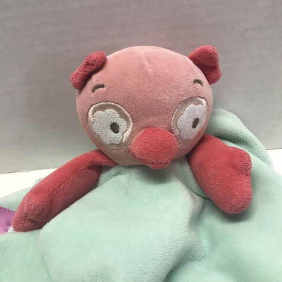 Taggies Pink Green Owl Baby Lovey Security Blanket Plush Bird Teal Hearts - Picture 2 of 11